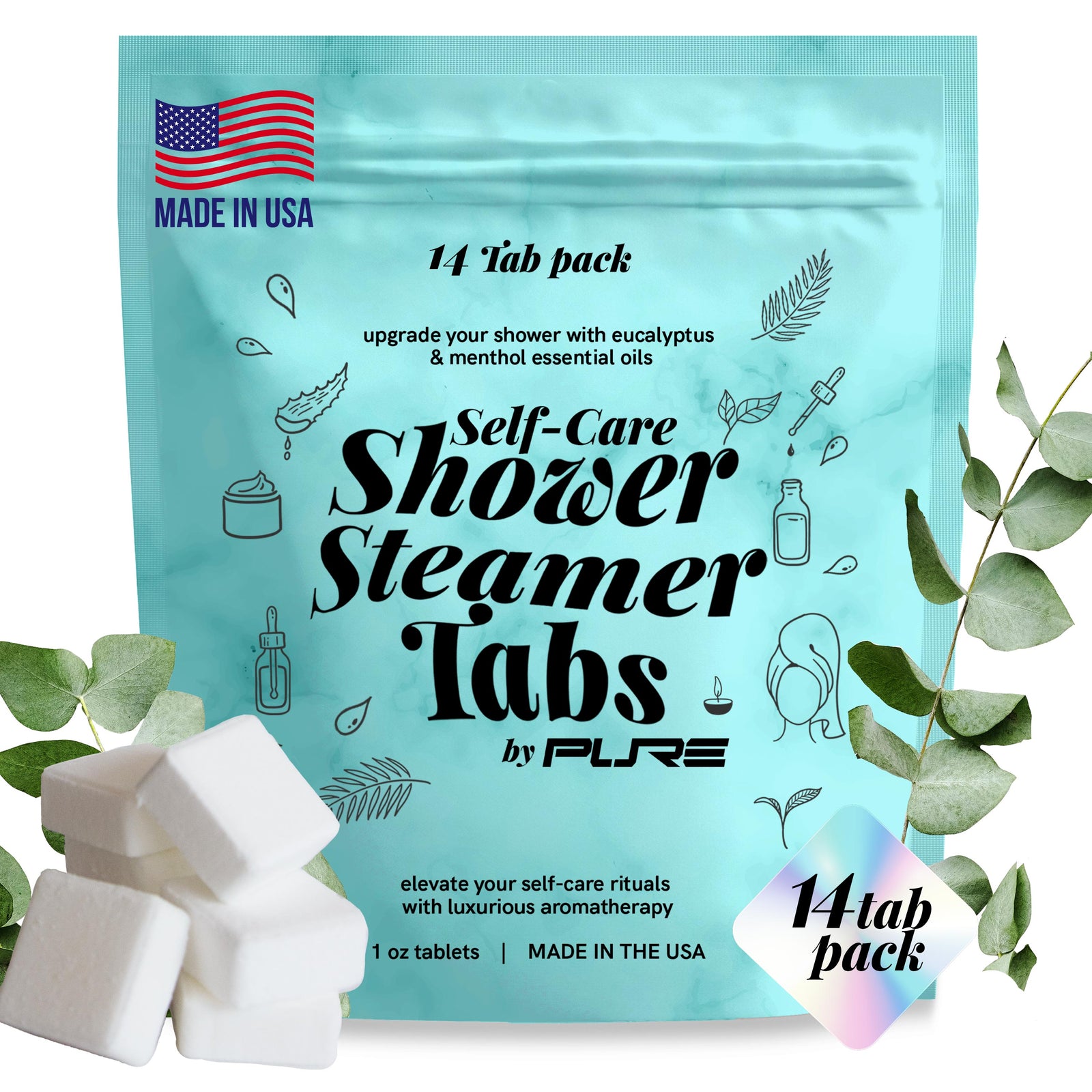 Pure Aromatherapy Shower Bomb Steamers 14 Tab Pack