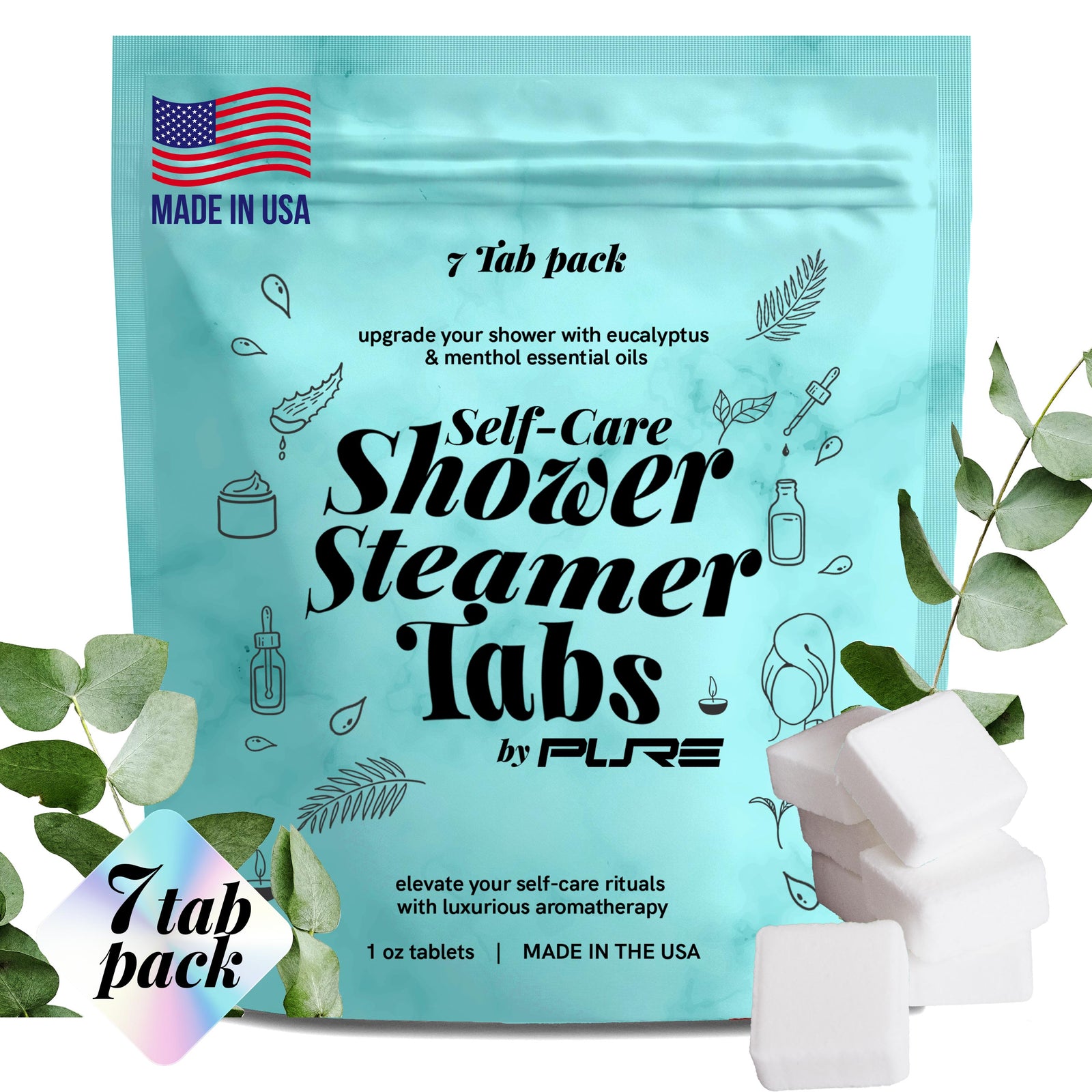 Pure Aromatherapy Shower Bomb Steamers 7 Tab Pack